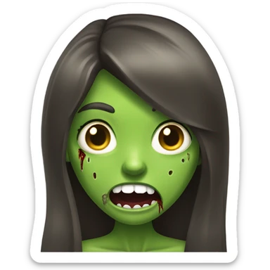 Green Zombie brunette long hair girl with mouth open horror  sticker