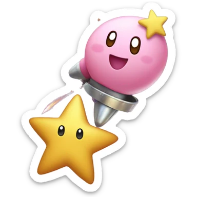 Kirby on a shooting star sticker