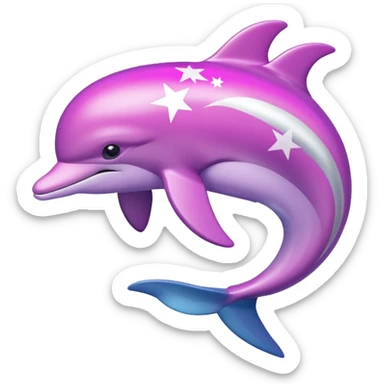 Pink and purple streaked Dolphin with silver stars on it sticker