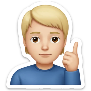 straight face with hand with thumb sticking left right under chin sticker