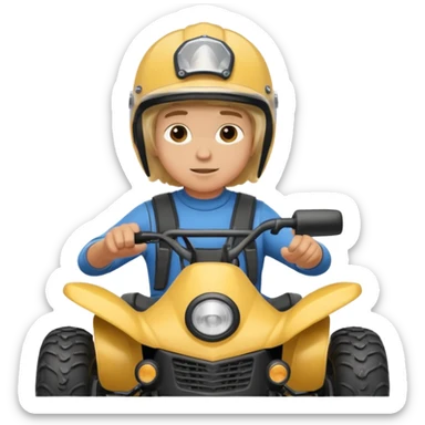 Please make a young blonde boy riding a four wheeler sticker