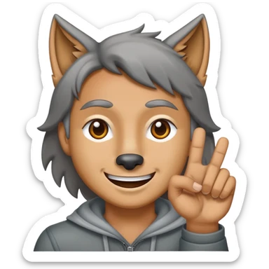 A Turkish emoji making the Grey Wolf sign, smiling, frowning sticker
