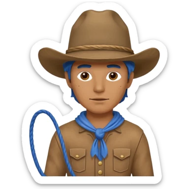 Cowboy with blue hat and lasso sticker