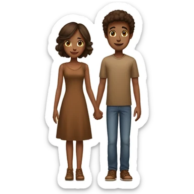 A tall 1m90 brown boy holding hands with a beautiful 1m57 brown girl.  sticker