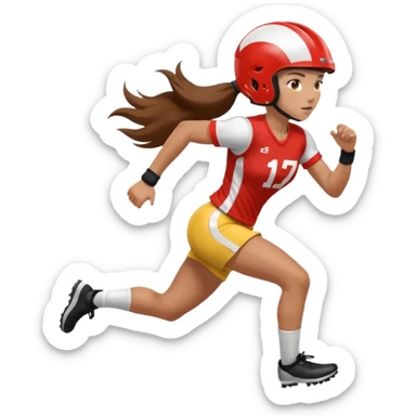 Long Haired Football Players, Female player with ponytail running sticker