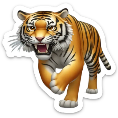 a tiger lunging at its prey sticker