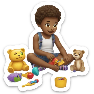 white child playing with toys sticker