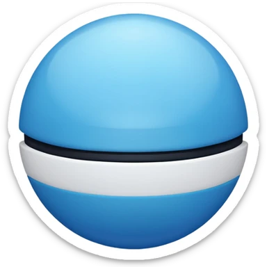 vibrant blue pokeball emoji with a black stripe and highlights, top half vibrant blue, bottom half white sticker