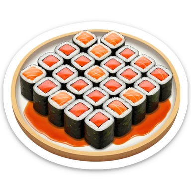 Sushi rolls with sauce restaurant style  sticker
