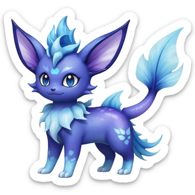 Nebulae Noibat-Vaporeon-Meowstic-Fakémon-hybrid-creature (full body)  sticker