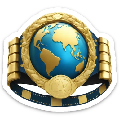 Championship title belt with the earth on front but make everything gold colored sticker