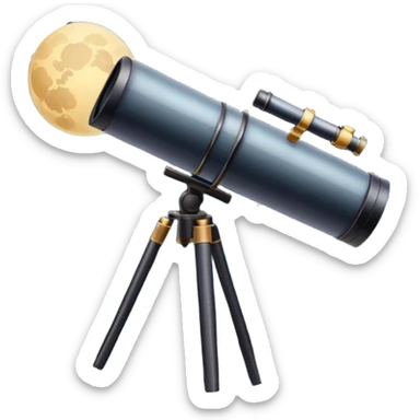 An icon featuring a telescope, stars, and a planet, symbolizing astronomy. The design includes a crescent moon, distant galaxies, and constellations, representing the study of space and celestial bodies. Transparent background highlights the exploration of the universe and cosmic phenomena. sticker