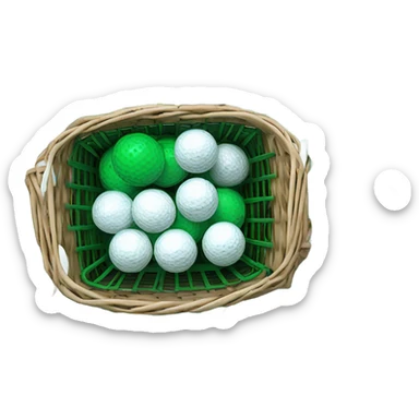 dark green golf range basket full of white golf balls sticker
