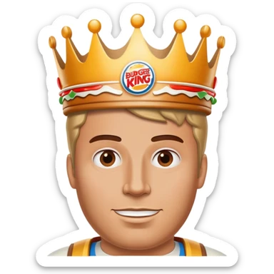 White man with a Burger King crown on  sticker