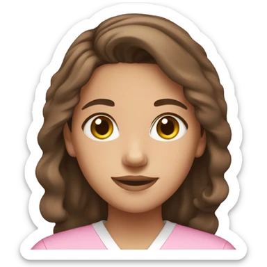 Girl with brown hair & brown eyes in pink scrubs  sticker