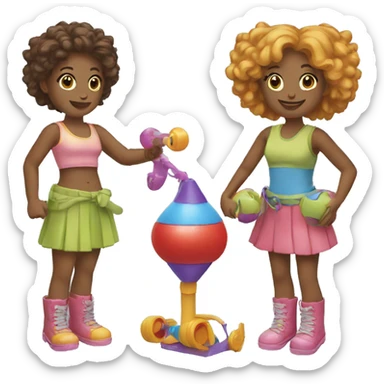 two friends playing with toys sticker