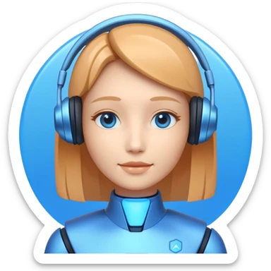 AI Call Agent holo-human-like Cyber AI face, warm, calm and friendly. Holographic look. Blue.
Soft AI face with a listening, welcoming expression, minimal facial lines, calm eyes. sticker
