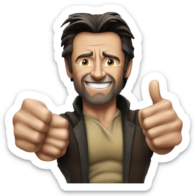 Hugh jackman Wolverine with thumbs up sticker