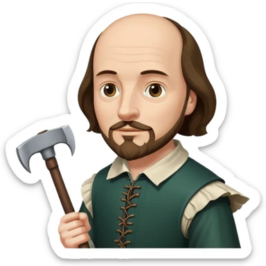 William Shakespeare with an ax sticker