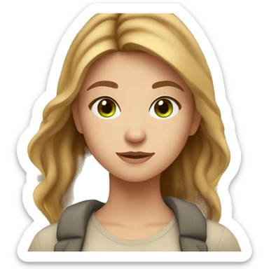 Create a girl with light brown hair, green eyes, fair skin, in an autumn atmosphere sticker