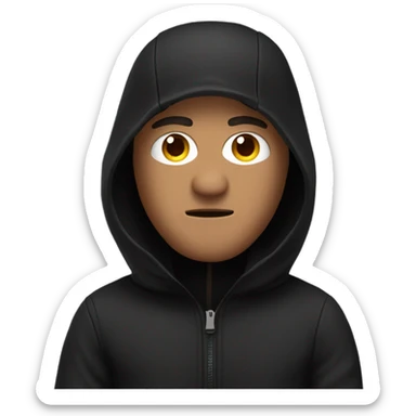 Guy wearing black jumpsuit and ski mask sticker