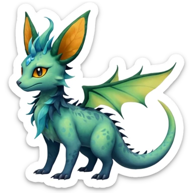 Gloomy dusky dark greyish dull-colored ethereal elemental swampy Salandit-Leafeon-Vaporeon-Amaura-hybrid-fusion (full body) sticker