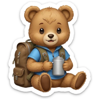 A female Teddy bear camping sticker