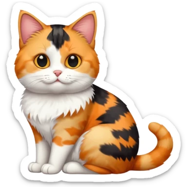 full body calico tabby cat with tiny head and fat body sticker