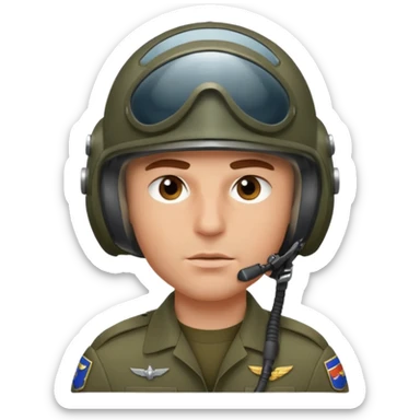 a brutal white male military pilot in an aviation helmet on face and a modern uniform. maximum quality sticker