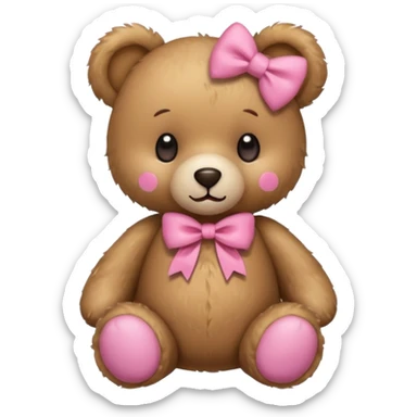 Cute teddy bear with a pink bow. sticker