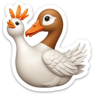 a goose with a hand sign of a peace sign sticker