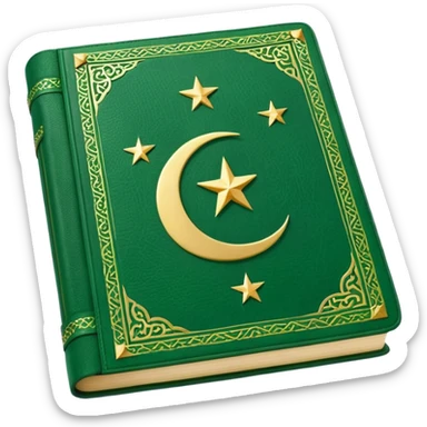 Closed Quran with the Islamic Symbol on it (moon and star) green sticker