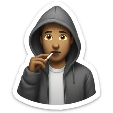 Hood white man smoking with flow sticker