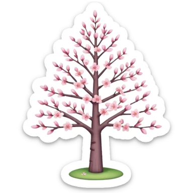 A cute pastel pink Sakura Christmas Tree with a white trunk sticker