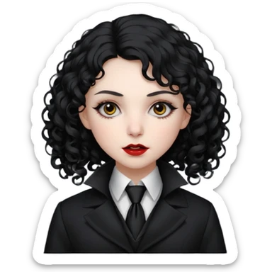 female curly  vampire with coat long collars with tie sticker
