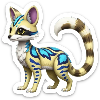 Rare realistic exotic cute epic pretty beautiful handsome gorgeous aesthetic colorful vibrant Vernid-Protogen-Primagen-Wickerbeast-Genet-Trico-species-Fakemon-hybrid-creature by LiLaiRa, beautiful intricate markings, full body sticker