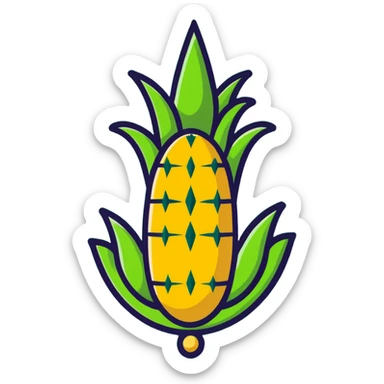 Minimalist Maya corn and sun symbols as message indicators, only white and deep green colors, flat design with clean lines sticker