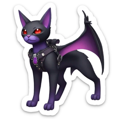 cool edgy black punk red Purple ethereal fantasy nargacuga-bat-cat-Fakemon collar harness full body sticker