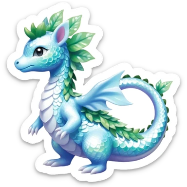 Shiny Sparkly beautiful gorgeous ethereal Scaley Exotic Shaymin-Aurorus-Dragonair-Fakémon-hybrid-creature (full body) sticker