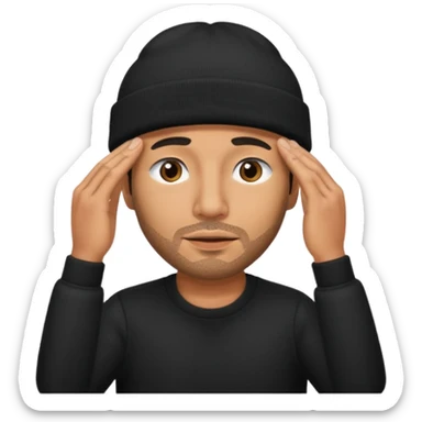 Hispanic man with black beanie hat pulled down over eyes sticker