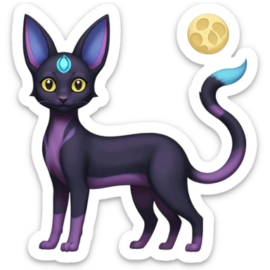 Magical Lunar Celestial Moon-powered-Umbreon-Purrloin-Delcatty-sphynx-fusion (full body) sticker