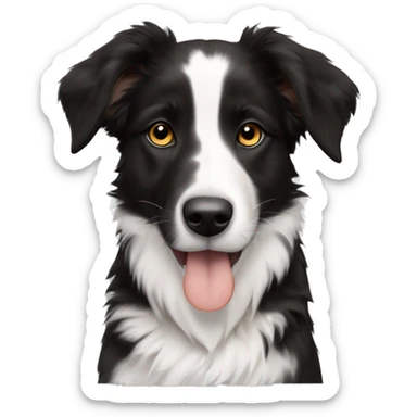 Puppy Savoy shepherd mix border collie, black & white, touch of brown on paws (muzzle right side is white) sticker