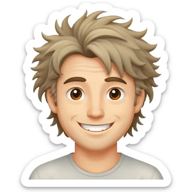 Guy zonked out with messy hair smiling sticker