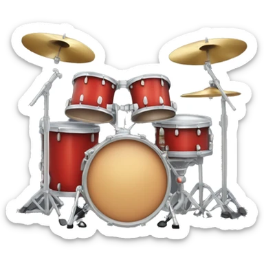 An emoji of a drum set, featuring a bass drum, snare drum, cymbals, and toms, representing a full percussion kit for playing music sticker