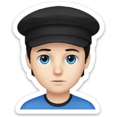 Menino branco de cabelo escuro, boné preto, olhos azuis sticker