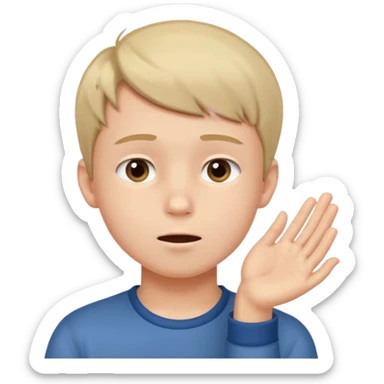 A boy showing right cheek to her mother asking for a gentle playful slap only boy no picture of mother included in emoji
Give side view of right cheek sticker