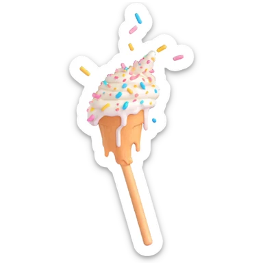 magic wand with vanilla frosting, dripping effect, and pastel confetti sticker