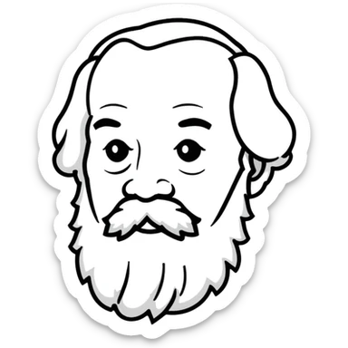 Karl Marx with a big beard, friendly expression sticker