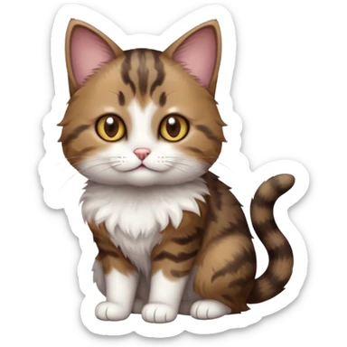 full body small short hair dark brown and white cat with hazel eyes sticker