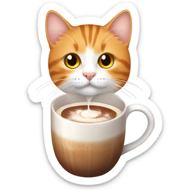 Orange and white tabby cat holding a hot cocoa sticker